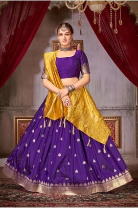 Violet Lehenga Choli with Weaving Jacquard silk LC7584