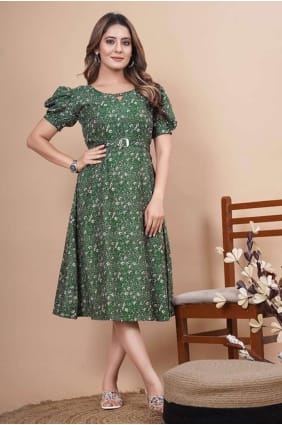 Printed Gown Dress in Multicolor Rayon GW0716