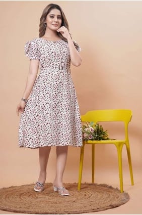 Printed Gown Dress in Multicolor Rayon GW0717