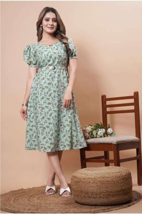 Rayon Multicolor Gown Dress in Printed GW0719