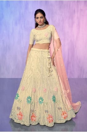 Net Lehenga Choli with Embroidered LC7577