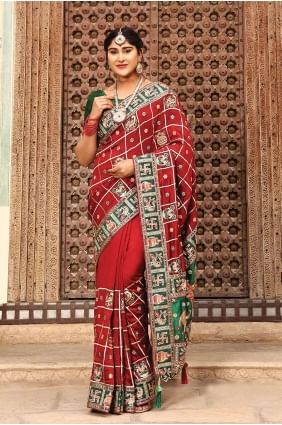 Maroon Embroidered,digital print Saree Silk SR26592