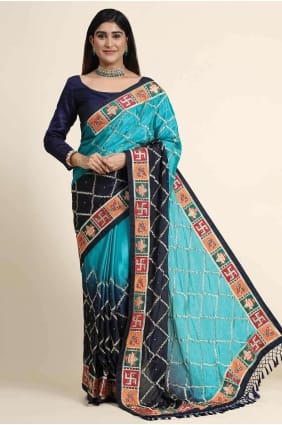 Sky blue Saree Embroidered Silk SR26594