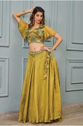 Olive green Lehenga Choli with Embroidered LC7683