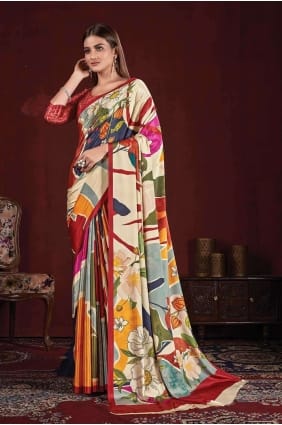 Saree Multicolor in Digital print Silk SR26601