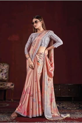 Silk Saree with Digital print Multicolor SR26603