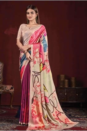 Saree Multicolor with Digital print Silk SR26604
