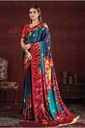 Silk Multicolor Saree Digital print SR26605
