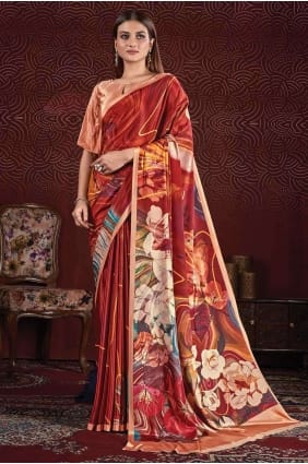 Digital print Saree Multicolor Silk SR26608