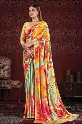 Multicolor Digital print Saree Silk SR26611