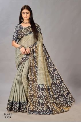 Cement Digital print Saree Silk SR26626