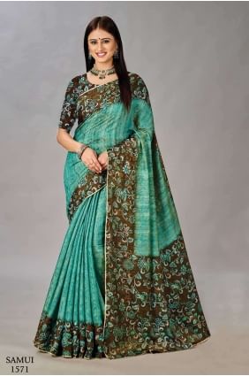 Green in Saree Silk with Digital print SR26638