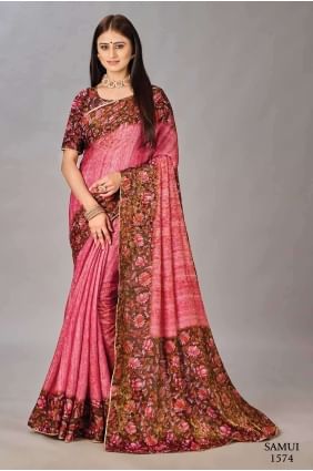 Digital print Silk Turquoise green Saree SR26642