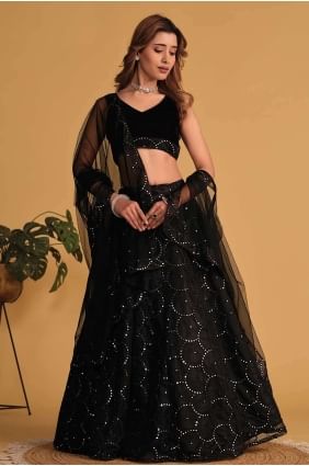 Embroidered Georgette Lehenga Choli Black LC7697