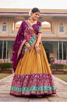 Mustarad Printed Tussar silk Lehenga Choli with Dupatta LC7728