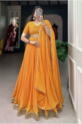 Mustarad Georgette Lace Lehenga Choli with Dupatta LC7734