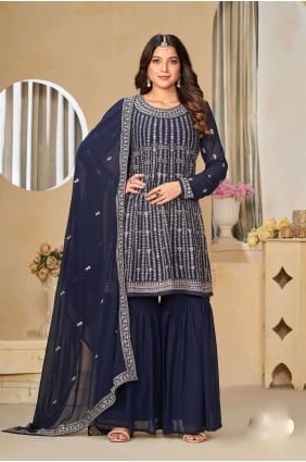 Faux georgette Palazzo Suit with Embroidered PZ3969