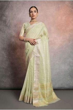 Weaving Saree in Pista Tissue SR26825