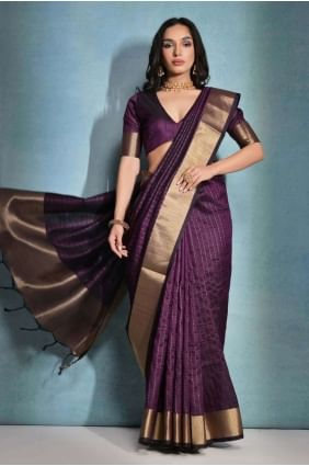 Raw silk Saree Wine with Weaving SR26841