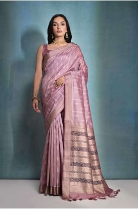 Weaving Raw silk Saree Wine SR26865