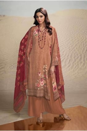 Crepe Palazzo Suit with Digital print in Sky blue SK154163