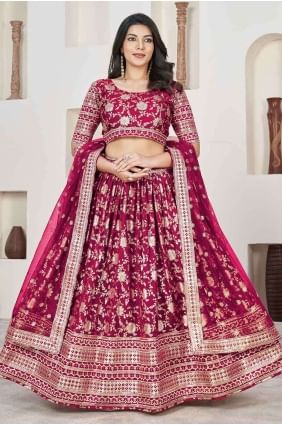 Jacquard Rani Embroidered Lehenga Choli with Dupatta LC7814