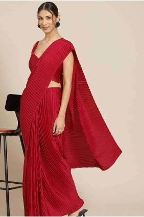 Maroon Saree Satin with Embroidered SR26889