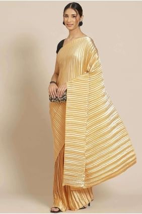 Gold plat Saree Satin with Embroidered SR26891