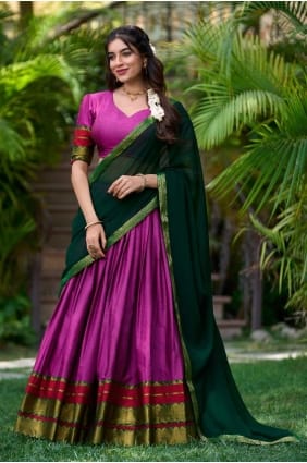 Cotton poly Weaving Pink Lehenga Choli with Dupatta LC7956