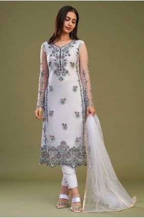 Salwar Kameez in Lavender Net with Embroidered SK154560