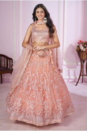 Pink Soft net Thread Lehenga Choli with Dupatta LC7965