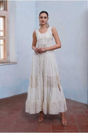 Georgette Salwar Kameez with Embroidered in White SK154565