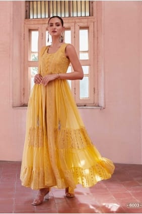 Yellow Embroidered Georgette Salwar Kameez SK154566