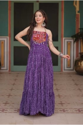 Georgette Gown Dress with Printed GW0952