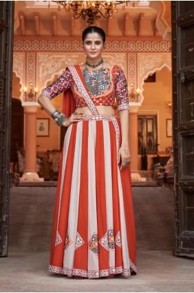 Embroidered Rayon Lehenga Choli in Multicolor with Dupatta LC7982