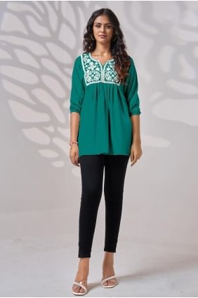 Embroidered Rayon Light jade Kurti KTI2524