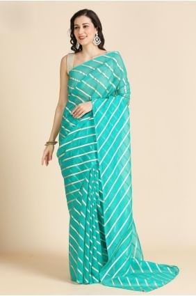 Plain Chiffon Saree in Seafoam SR27492