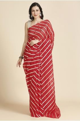 Plain Chiffon Saree in Purple with Blouse SR27494