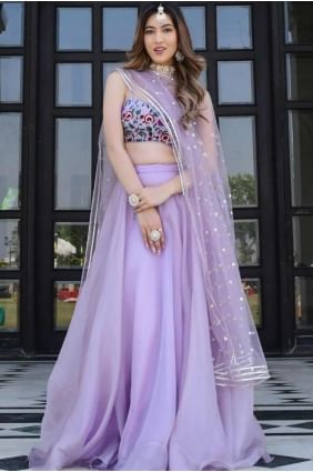 Lavender Embroidered Lehenga Choli in Organza LC8009