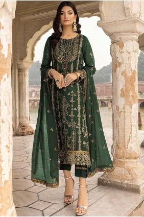 Green Salwar Kameez in Georgette with Lace SK154616