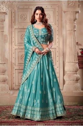 Sky blue Lehenga Choli with Embroidered Silk LC8030