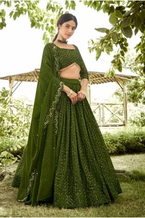 Mehendi Lehenga Choli in Georgette with Embroidered LC8031