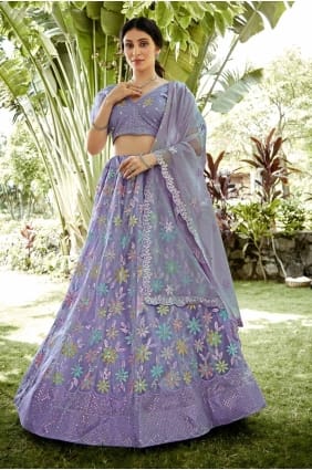 Embroidered Georgette Lehenga Choli in Light purple LC8034