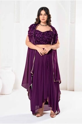 Purple Lehenga Choli with Embroidered Georgette LC8039