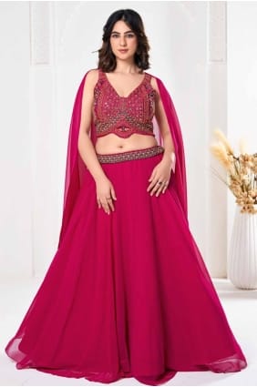 Georgette Pink Lehenga Choli in Embroidered LC8049