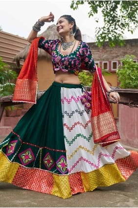 Multicolor Embroidered Viscose Lehenga Choli LC8053