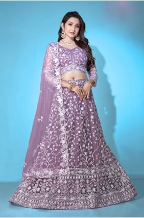 Net Lehenga Choli with Embroidered in Lalic LC8064