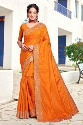 Mustrd Saree with Embroidered Art silk SR27584