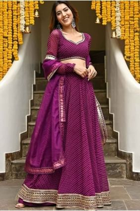 Lace Georgette Purple Lehenga Choli with Dupatta LC8074