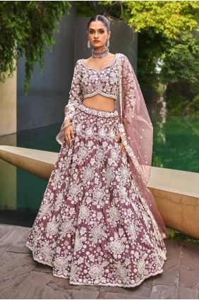 Lehenga Choli in Lavender Satin with Thread LC8086